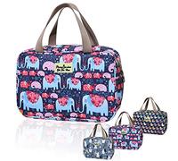Toiletry Bag, Large Travel Hanging Make up Wash Bags, Portable Waterproof Cosmetic Bag, Light Blue White Bear Toiletry Kit, Bathroom Storage Case for Women Girls Ladies (Blue Elephant)