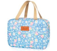 Toiletry Bag, Large Travel Hanging Make up Wash Bags, Portable Waterproof Cosmetic Bag, Light Blue White Bear Toiletry Kit, Bathroom Storage Case for Women Girls Ladies