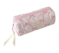 Toiletry Bag Makeup Pouch Bow Pattern Zipper Closure 7.7x3.5x2.8" Polyester Cosmetic Pouch for Women Portable Cute Toiletry Case for Stationery Storage