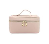Toiletry Bag Portable Portable Travel wash Bag Large Capacity Dinner Carrying Leather Cosmetic case Ladies Cosmetic Bag(Pink)