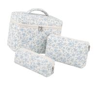 Toiletry Bag Quilted Travel Makeup Bag Set, White, D