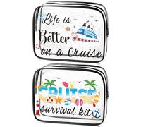 Toiletry Bag Transparent 2 Pieces Cosmetic Bag Clear Summer Pattern Waterproof PVC Travel Wash Bags Toiletry Bag Travel Cosmetic Bags for Family Men and Women (B)