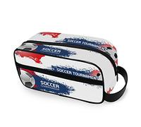 Toiletry Bag Unisex Cosmetic Bag Funny Dinosaurs Travel Organizer PU Leather Travel Cosmetic Case, Soccer Championship Football, One Size