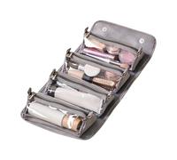 Toiletry Bag Women, Makeup Organizer Travel, Foldable Organize with 4 Compartments, Women Make Up Boxes, 24 x 14 x 12 cm, Black and Gray, Cosmetic Kit Box for Vacation, and Daily Use, Gray,