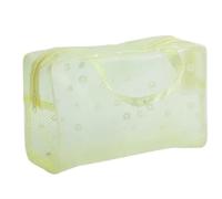 Toiletry Bags 1 Pc PVC Transparent Cosmetic Bag Clear Makeup Bag for Women Girl Zipper Beauty Case Travel Handbag Toiletry Bags for Holiday Essentials(Yellow)