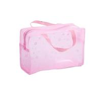Toiletry Bags 1 Pc PVC Transparent Cosmetic Bag Clear Makeup Bag for Women Girl Zipper Beauty Case Travel Handbag Toiletry Bags for Holiday Essentials(Pink)