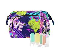 Toiletry Bags 1970s Disco Retro Grunge Graffiti Lightweight Travel Makeup Bag Women's Coin Change Purse for Toiletry Travel Kit Organizer, 1970S disco retro grunge graffiti2, 10.2" x 5.9" x 6.7", Art