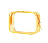 Toiletry Bags 1pc PVC Women Makeup Bags Transparent Cosmetic Bag Beauty Case Zipper Clear Travel Organizer Storage Bath Toiletry Wash Pouch for Holiday Essentials(Yellow)