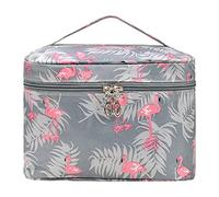 Toiletry Bags for Women, Large Cosmetic Storage Toiletry Bag, Double Zipper Travel Make Up Bag, Flamingo Toiletry Wash Bag, Waterproof Makeup Organizer Bag with Handle for Women Teenage Girls(Grey)
