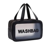 Toiletry Bags for Women Waterproof Transparent Toiletry Bag Thick PVC Zippered Handbag Cosmetic Organizer Beach Storage Travel Accessory PVC Waterproof Makeup Bag for Women and Girls (Black)