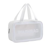 Toiletry Bags for Women Waterproof Transparent Toiletry Bag Thick PVC Zippered Handbag Cosmetic Organizer Beach Storage Travel Accessory PVC Waterproof Makeup Bag for Women and Girls (White)