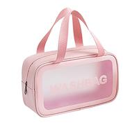 Toiletry Bags for Women Waterproof Transparent Toiletry Bag Thick PVC Zippered Handbag Cosmetic Organizer Beach Storage Travel Accessory PVC Waterproof Makeup Bag for Women and Girls (01Pink)