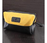 Toiletry Genuine Leather & Canvas Mens Shaving Travel Case/Bag Waterproof Lining