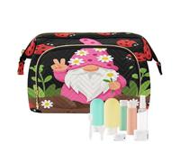 Toiletry Travel Bag Peace Love Gnome Lady Bugs Waterproof Women's Coin Purse for Card Key pouching Organizers