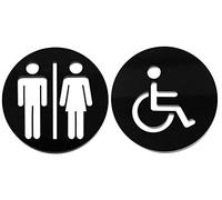 Toilets Disabled and Mixed Embossed Poster for Doors Poster Bathrooms Signs WC Woman Man Disabled Toilets Private (Disabled Methacrylate/Mixed)