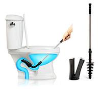 ToiletShroom Revolutionary Plunger, Squeegee, Clog Remover, Drain Cleaner, Bathroom Toilet Dredge Tool, Stainless Steel Handle with Caddy Holder, Black, One Size