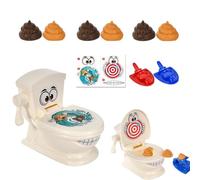 Toiletten Kot Werfer Spiel - 10cm Geschicklichkeitsspiel | ABS Kreativ Katapult Set Mit 6 Kot-Figuren Und 2 Aufklebern, Lustiges Familien Scherzartikel Geschenk Für Kinder Ab 3 Jahren