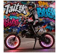 toilmua 49cc Dirt Bike for Kids 8-14, 2-Stroke Gas Power Mini Dirt Bike Kids Dirt Bike with High Carbon Steel Front Rear Disc Brakes Tires Shock Absorption (40KM/H 150KG Load) Blue