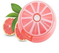ToiM 7-day Fruit Theme Cute Mini Portable Rotating Pill Case Smart Weekly Pill Organizer Travel Containers (Pomelo)