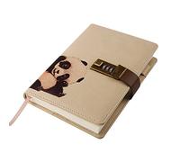 ToiM Cute Animal Theme PU Leather Journal Writing Notebook Daily Notepad with Combination Lock and Pen Holder, B6 Size Password Diary (Without Chinese or Japanese) (Panda)