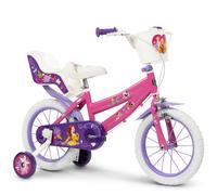 Toimsa Disney Princess 14" Bicycle, with Stabilisers, Basket and Doll Carrier for Ages 4-6