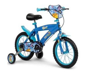 Toimsa Disney Stitch 14 inch Bicycle, Kids Bike learn to ride, with training wheel stabilisers and mudguard, for children/youth age 4-6 Years, Blue