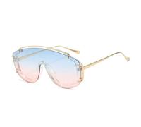 TOIPASTN Fashion One Piece Sunglasses Women Men Retro Punk Uv400(Gold Blue Pink)