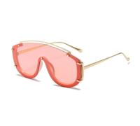 TOIPASTN Fashion One Piece Sunglasses Women Men Retro Punk Uv400(Gold Pink)