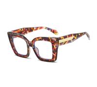 TOIPASTN Men Women Ultralight Thick Frame Anti Blue Light Transparent Lens Eyeglasses(red leopard)