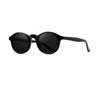 TOIPASTN Polarized Retro Round Frame Acetate Leg Sunglasses(BLACK)