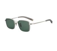 TOIPASTN Pure Titanium Frame Polarized Sunglasses Uv400 Retro Men(Silver-Green)