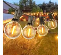 Toipwen Outdoor String Lights 30M/100FT, IP45 Waterproof Festoon Lights Outdoor with 50+2 Shatterproof G40 Bulbs, Connectable Mains Garden Lights for Patio, Backyard, Gazebo, Birthday Party, Wedding
