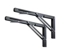 Toirxarn Folding Shelf Brackets Black 16" Pack of 2 - Heavy Duty Wall Mounted Foldable Shelf Support for Garage, Kitchen, Workbench, RV, Outdoor - 80kg Load Capacity, Cold Rolled Steel