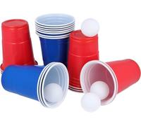 TOIS Party Game Set, 24 Pieces: 10 Red Cups, 10 Blue Cups (16oz Each), 4 Balls - Perfect for Drinking Games & Gatherings