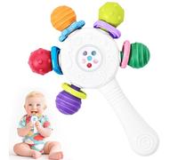 Toiyuen Teething Toys for Baby, BPA - Free Food Quality Silicone Sensory Teething Teether Toys, Grip Strengthening, Hearing & Teeth Development, Baby Rattle Toys for Babies Aged 0-36 Months (White)