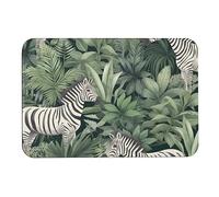 Toiyugd Bath Mat Jungle Zebra Wild Pattern Shower Floor Mat Wild Animals Tropical Jungle Super Water Absorbent Quick Dry Bathroom Rugs 16x24 Inch for Bathroom Non Slip-Bathmat Machine Washable