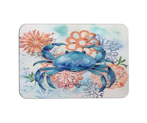 Toiyugd Bath-Mat-Rug Blue Crab with Corals Bathroom Mats Big Crab Sea Coastal Rubber Non Slip Quick Dry Super Absorbent Thin Fit Under Door Bath Mat for in Front of Bathtub Shower Room Sink 16x24 Inch