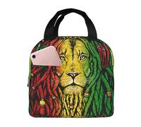 Toiyugd Jamaican Rasta Flag Rastafarian Reggae Lion Lunch Bag Durable Double Insulated Lunch Tote