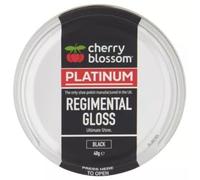 TOK MARK TRADERS Cherry - Blossom Platinum Regimental Gloss Black Shoe Polish 40g - High Shine Leather Polish with Carnauba Wax for Shoes & Boots