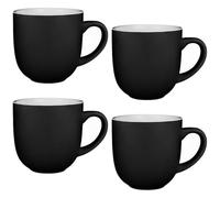 Tok Mark Traders Everyday Glossy Set of 4 Tea Coffee Mugs Cups Kitchenware Quality Stoneware Hot Drink Mug Set - Black