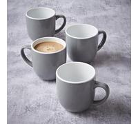 Tok Mark Traders Everyday Glossy Set of 4 Tea Coffee Mugs Cups Kitchenware Quality Stoneware Hot Drink Mug Set - Grey