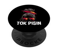 Tok Pisin PNG Messy Hair Bun Design Papua New Guinea Girl PopSockets Adhesive PopGrip