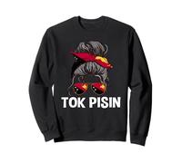 Tok Pisin PNG Messy Hair Bun Design Papua New Guinea Girl Sweatshirt