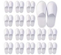 Tokaneit 20 Pairs Hotel Guest Slippers White, Spa Slippers Multipack, Travel Slipper, Soft and Comforable, Flat White Closed Toe House Shoes, for Guests, Wedding Party and Hospitality Use
