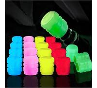 Tokaneit 20 Pieces Tire Valve Caps Luminous Rubber, Fluorescent Valve Cap, Universal Car Tire Hub Cap, Dustproof Waterproof, Night Driving Safety, for Cars Motorcycles Bikes