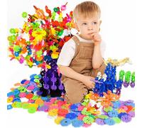 Tokaneit Pack of 500 Snowflake Building Blocks, Children's Building Blocks, Building Blocks, Construction Plug-in Game with Coloured Plastic Elements, Great Educational Toy for Boys and Girls