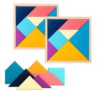 Tokaneit Wooden Mini Tangram Tile Game, 3 Pieces Funny Learning Thinking Task Educational Toy