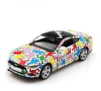 TOKAXI Ford Mustang Model Car 1:36, Keith Haring Edition with Display Box, Die-Cast Collector's Model, Opening Doors, Artful Graffiti Design, Gift for Collectors and Car Fans