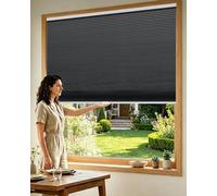 Tokblind Blackout Cordless Cellular Shade, Spring Free-Stop Pull-Down Honeycomb Blind, Custom Size, Thermal Insulated, UV Blocking, Room Darkening, Drill-Mount for Home Office (Blackout Black)
