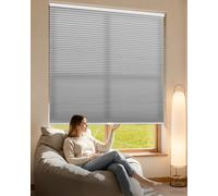 Tokblind Light Filtering Cordless Cellular Shade, Spring Free-Stop Pull-Down Honeycomb Blind, Custom Size, Translucent Privacy Shades for Home Office (Light Filtering Grey)